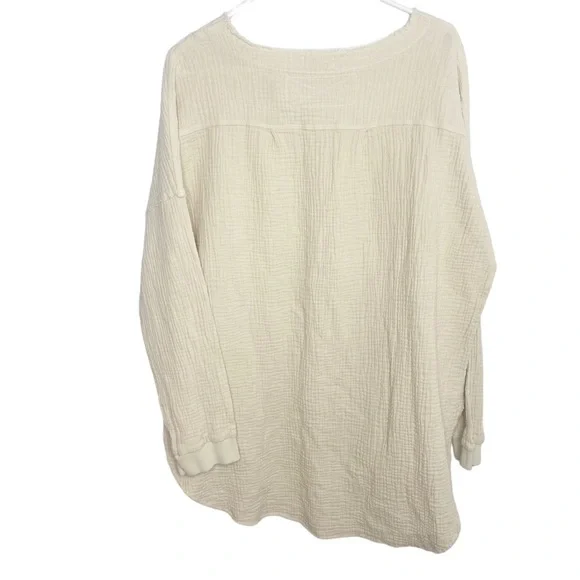 Pink Lily knit waffle knit gauzy shirt tan cream size XL k - Picture 6 of 6